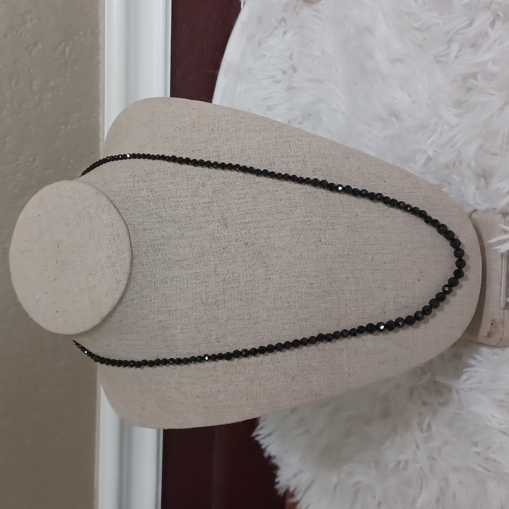 Bellezza Black Spinel Bead Bronze Necklace 24" NEW